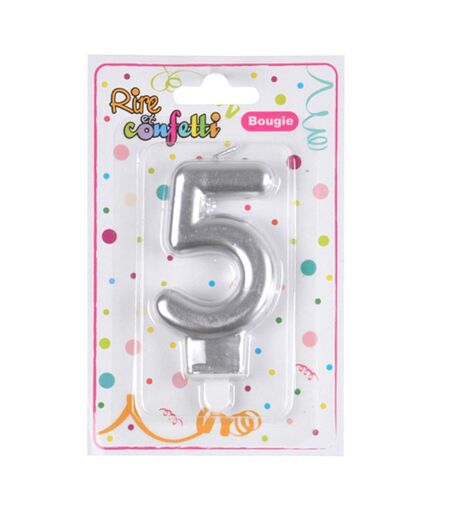 Bougie d'Anniversaire Chiffre 5 7cm Argent