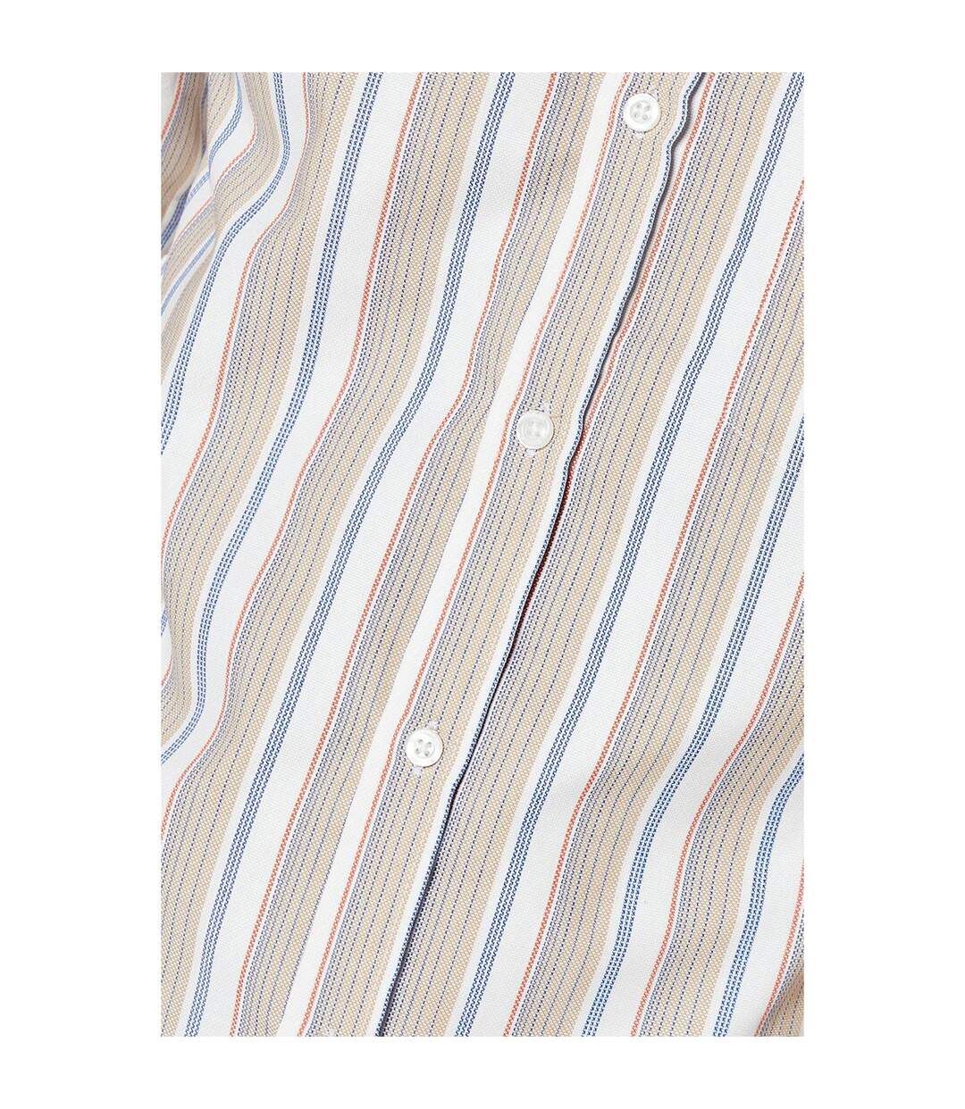 Mens stripe oxford short-sleeved shirt tan Maine-3