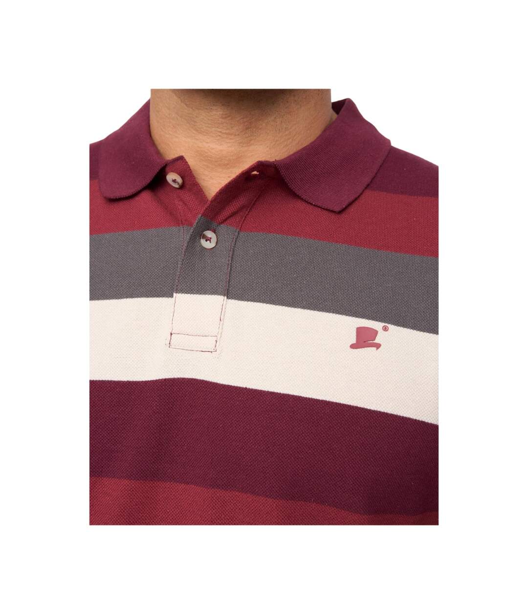 Polo Motif/style Rayé Hadley Homme Bordeaux Bewley & Ritch-4