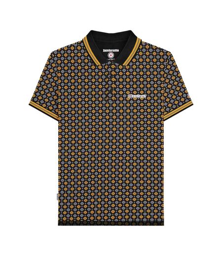 Polo Motif/style Géométrique Homme Noir Jaune Or Lambretta