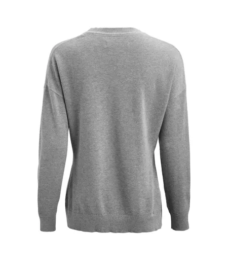 Womens/ladies Ashland Knitted Casual Sweatshirt Grey Melange James Harvest