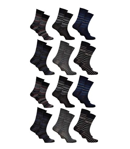 Chaussettes homme Sergio Tacchini Sport, Urbain, Confort en Coton -Assortiment modèles photos selon arrivages- Pack de 12 Paires TACCHINI Rayures