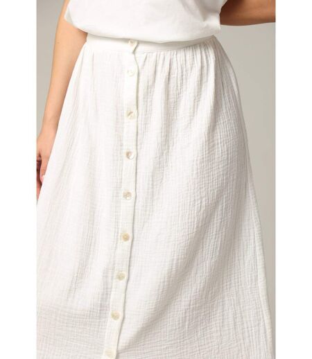Jupe midi en gaze de coton jaune avec boutons TINLEY