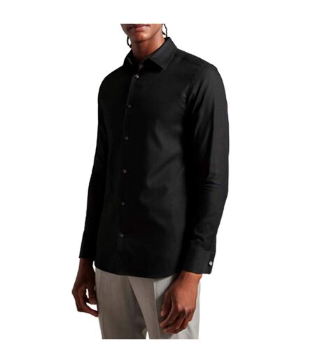 Mens Lecce Textured Stripe Long-sleeved Shirt Black Ted Baker