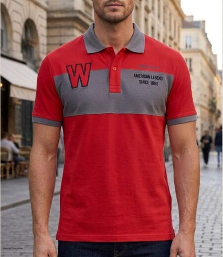 Polo homme WINCHESTER ROADSTER2 en coton rouge : donnez du dynamisme à votre look
