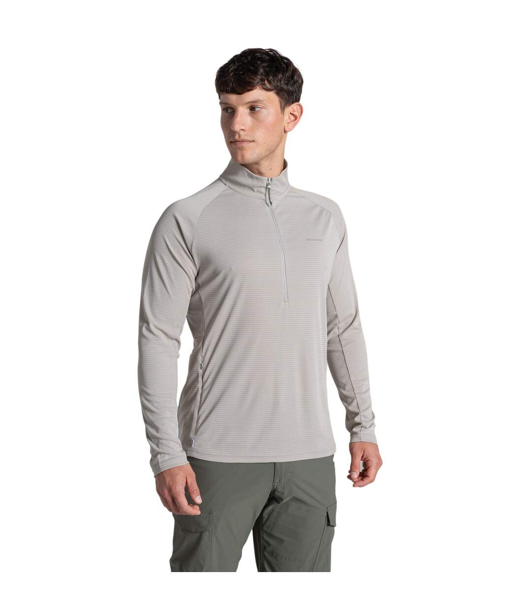 Sweat Uni À Col Montant Zippé Homme Beige Craghoppers-1