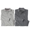 Pack of 2 Men's Piqué Polo Shirts - Grey Anthracite Atlas For Men
