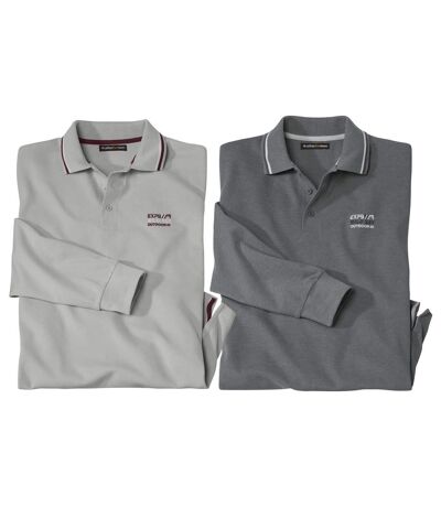 Pack of 2 Men's Piqué Polo Shirts - Grey Anthracite