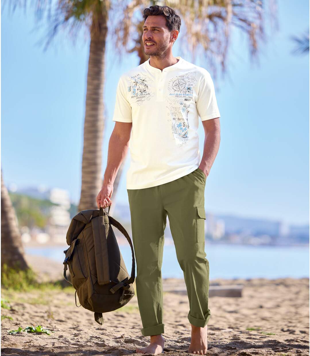 Men's Microcanvas Cargo Pants - Khaki-4