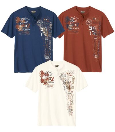 Set van 3 T-shirts met Tunesische hals