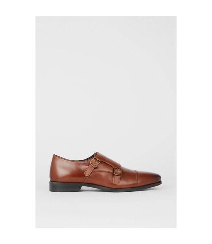 Debenhams Mens Kiln Leather Double Monk Strap Casual Shoes (Dark Tan) - UTDH5665