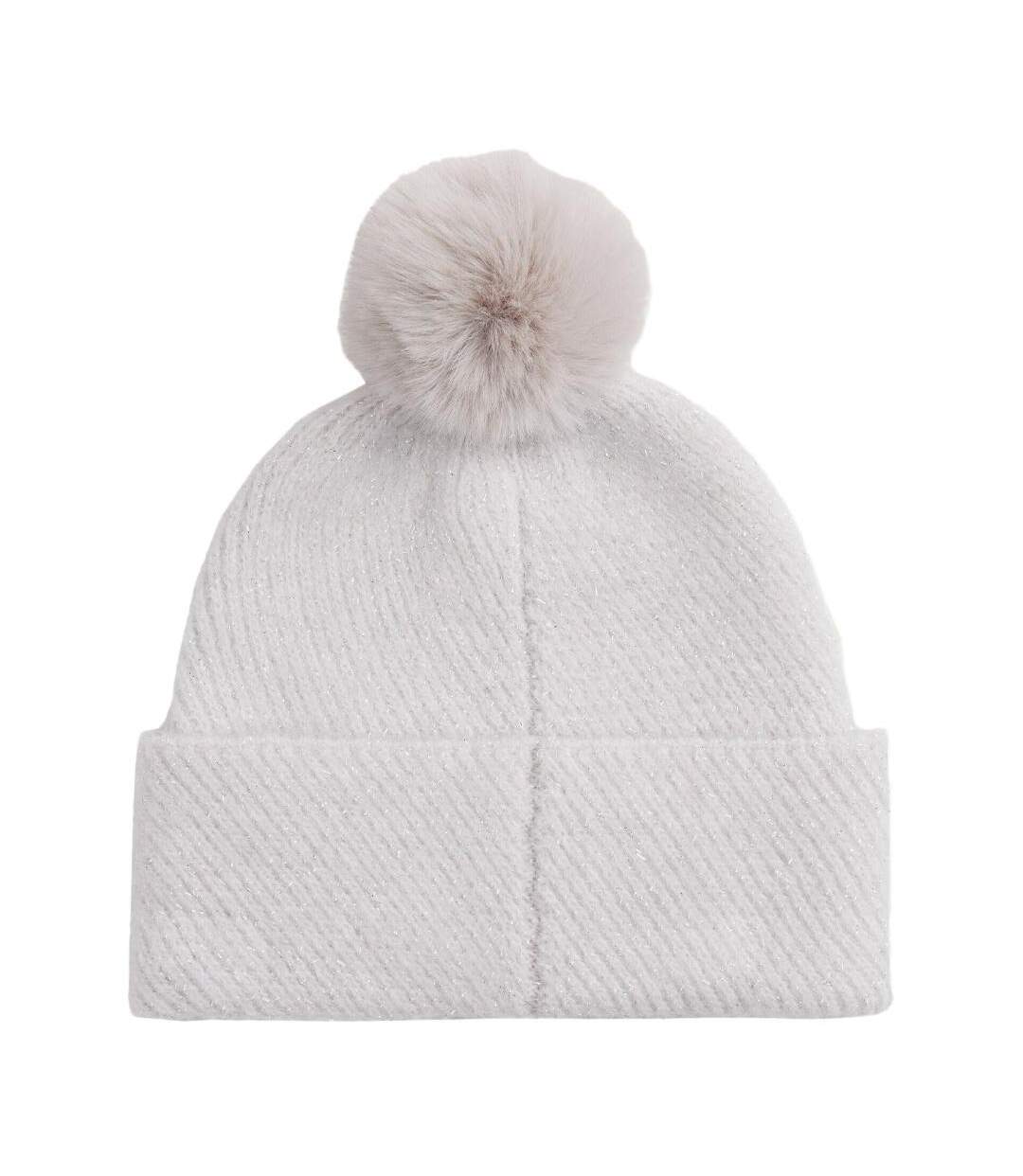 Bonnet gris femme tommy hilfiger th pom pom-2