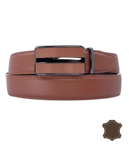 Ceinture en cuir homme cuir vachette de couleur marron/cognac - Sangle réglable