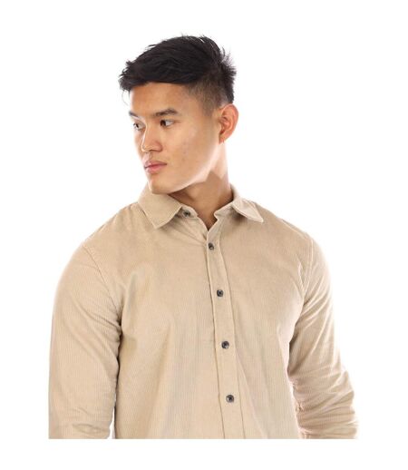 Mens Bexley Corduroy Long-sleeved Shirt Sand Brown Peter Werth