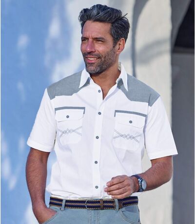 Men's White Western Style Shirt
