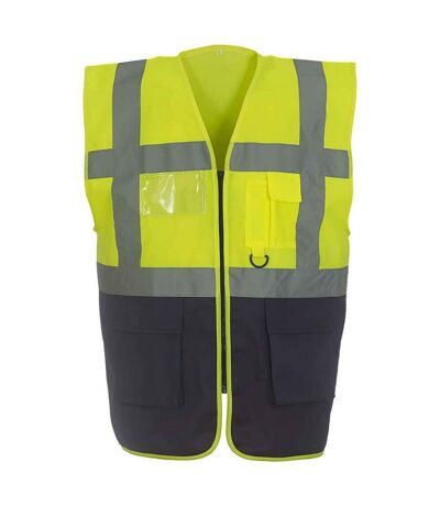 Unisex adult executive hi-vis waistcoat yellow/navy Yoko