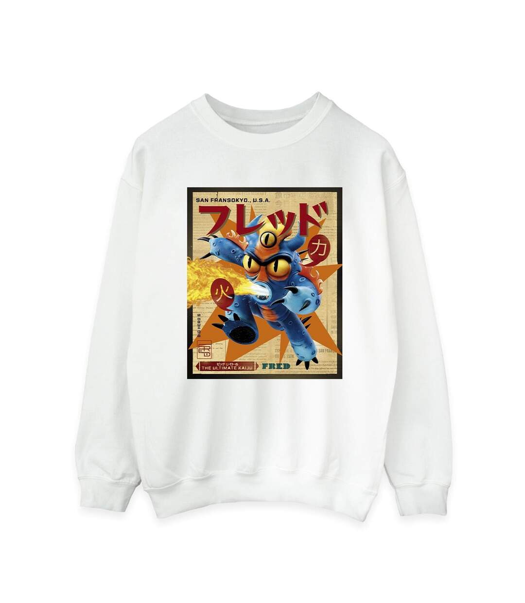 Disney Sweatshirt Big Hero 6 Baymax Fred Newspaper Femme/Femme (Blanc) - UTBI11469-1