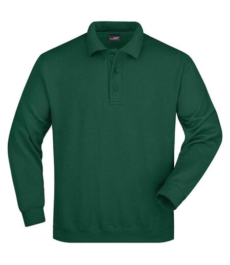 Sweat-shirt col polo - homme - JN041 - vert foncé