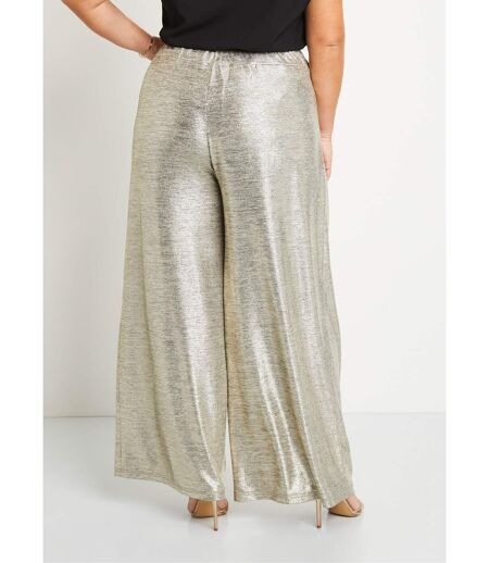 Pantalon large maille brillante taille élastiquée