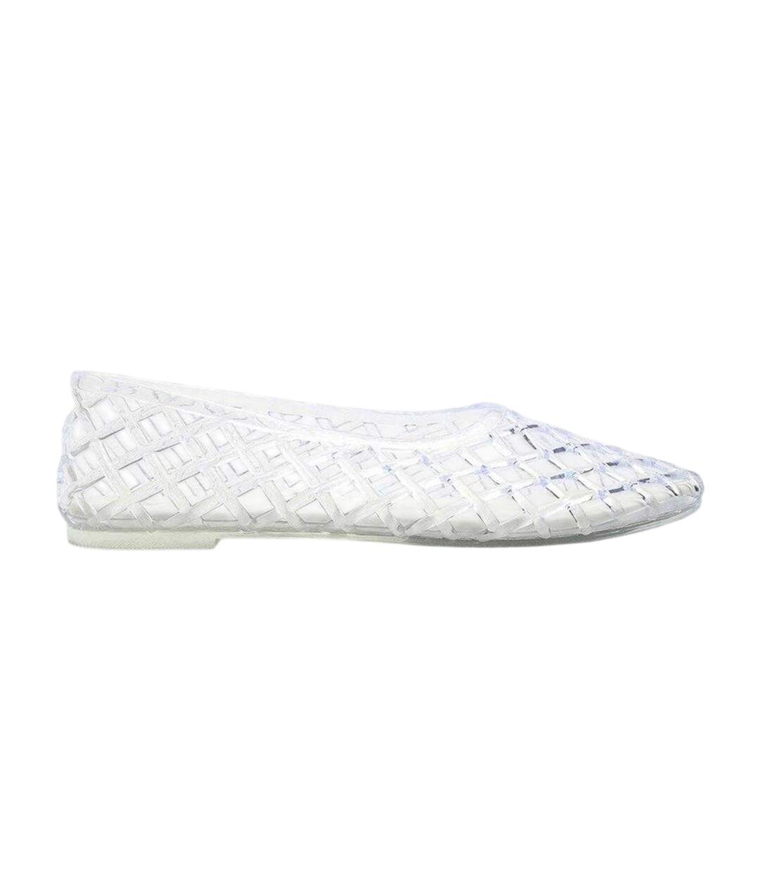 Womens/ladies Clear Jelly Ballet Flats White Where´s That From-1