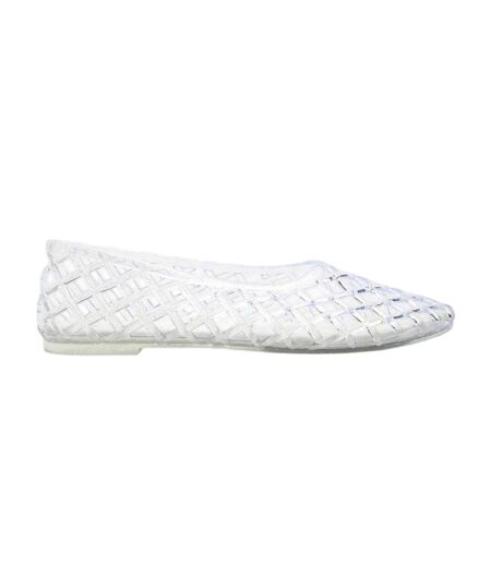 Womens/ladies Clear Jelly Ballet Flats White Where´s That From