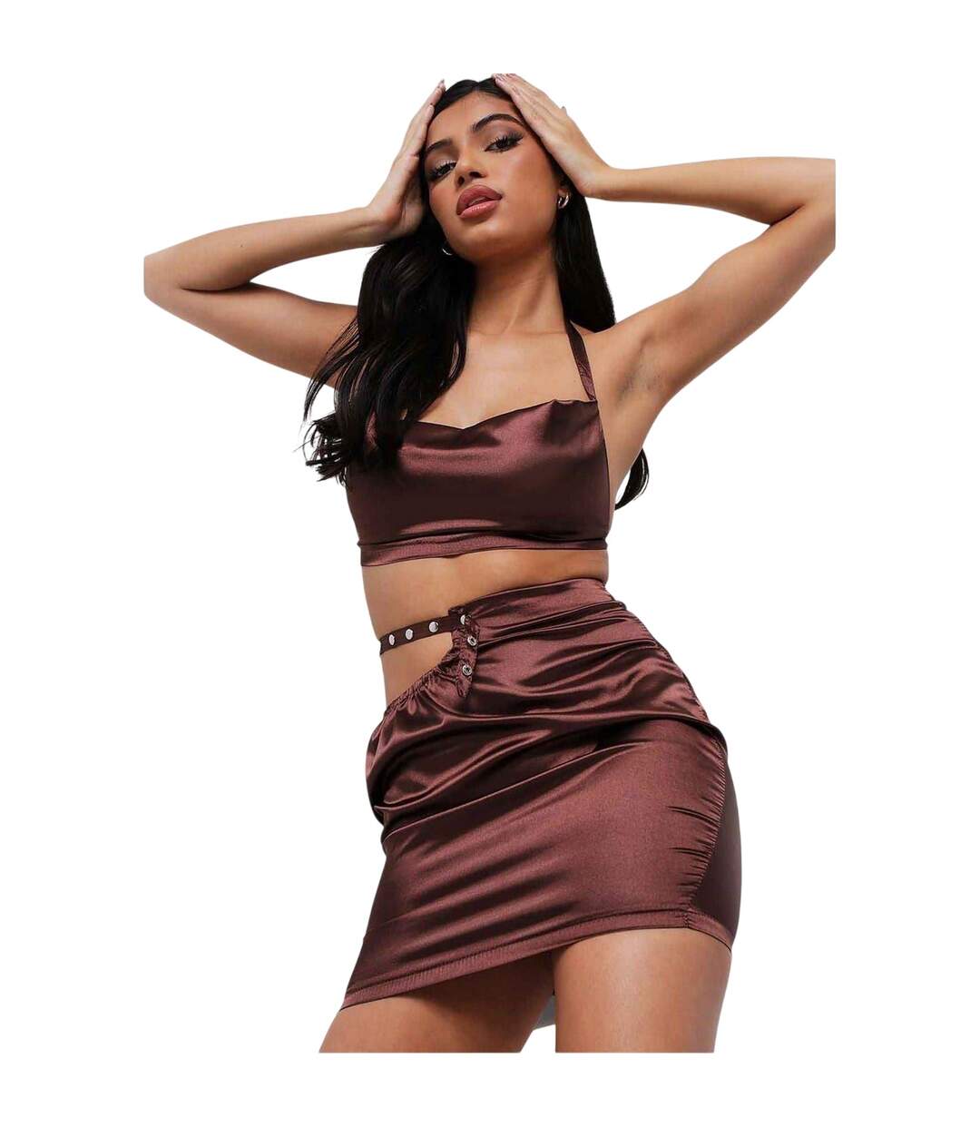 Mini Jupe Motif/style Clouté Femme Marron Missy Empire-1