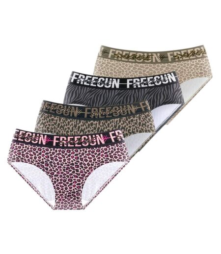 Lot de 4 culottes femme Leopard Freegun