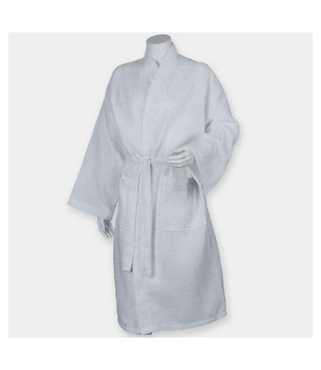 Unisex adult waffle robe white Towel City