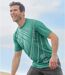 Pack of 3 Men's Active T-Shirts - Anthracite Green White