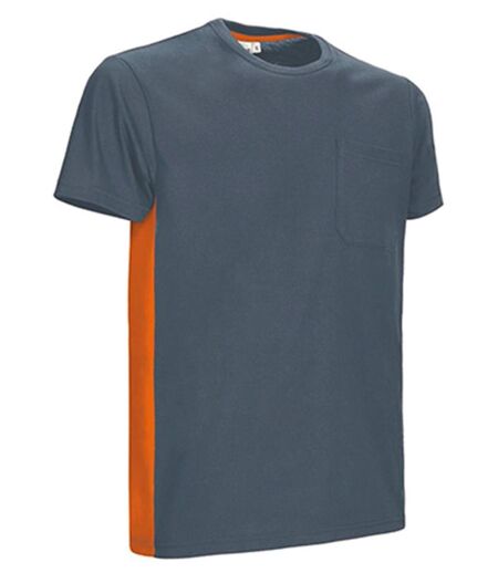 T-shirt bicolore - Unisexe - réf THUNDER - gris ciment et orange