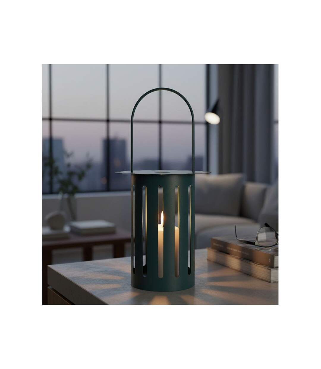Lanterne en Métal Saturn 43cm Bleu-5