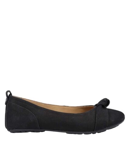 Womens/ladies jada knot ballerina leather pumps black Hush Puppies