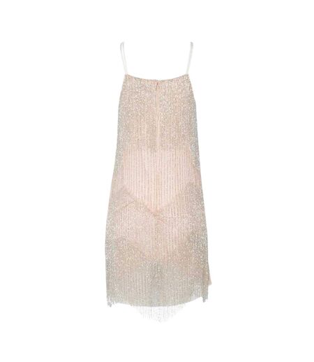 Womens/ladies Diveria Rhinestone Fringe Mini Dress Nude Pink Ted Baker