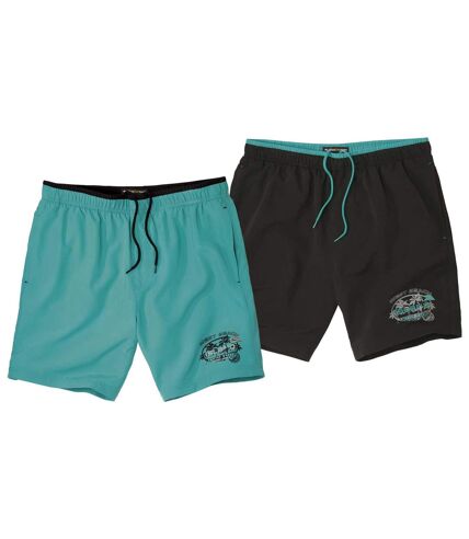 Pack of 2 Men's Swimming Shorts - Turquoise Black