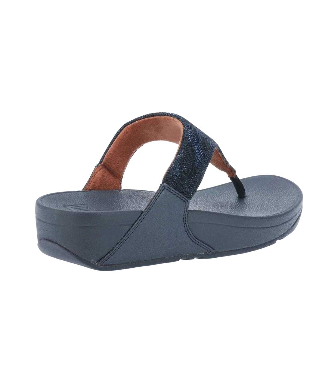 Womens/ladies Lulu Glitz Toe Post Wedge Sandals Navy Fit Flop-2