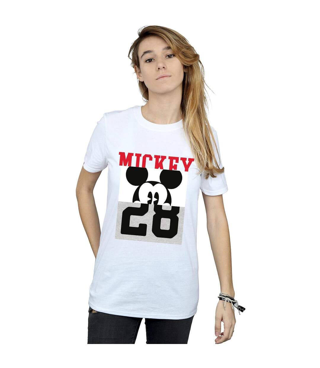 Disney Femmes/Ladies - Mickey Mouse Notorious Split Cotton Boyfriend T-Shirt (Blanc) - UTBI36246-2