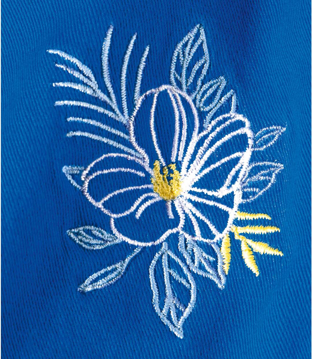 Tregging 7/8e en Twill Brodé Bleu-6