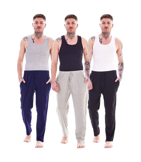 Pack Of 3  Mens Lounge Pants  Black Navy Grey Keanu