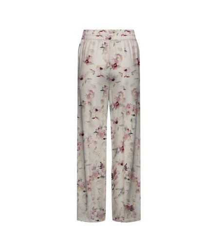 Pantalon imprimé blanc/rose fluide femme jdy pant-cloud dancer