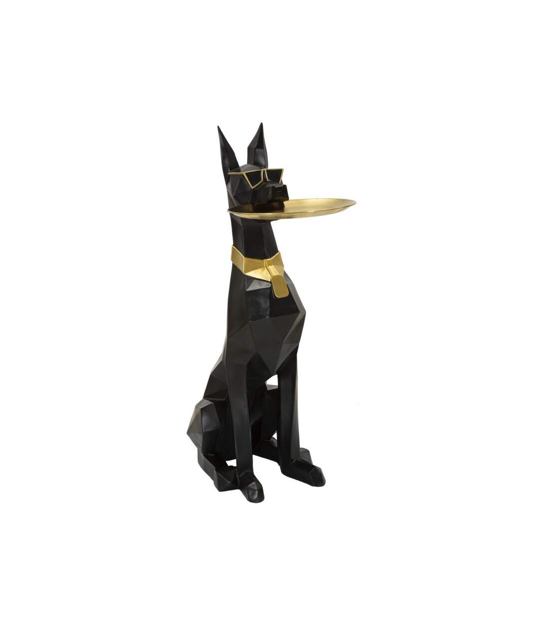 Vide-Poche Statue Chien Origami 91cm Noir-1