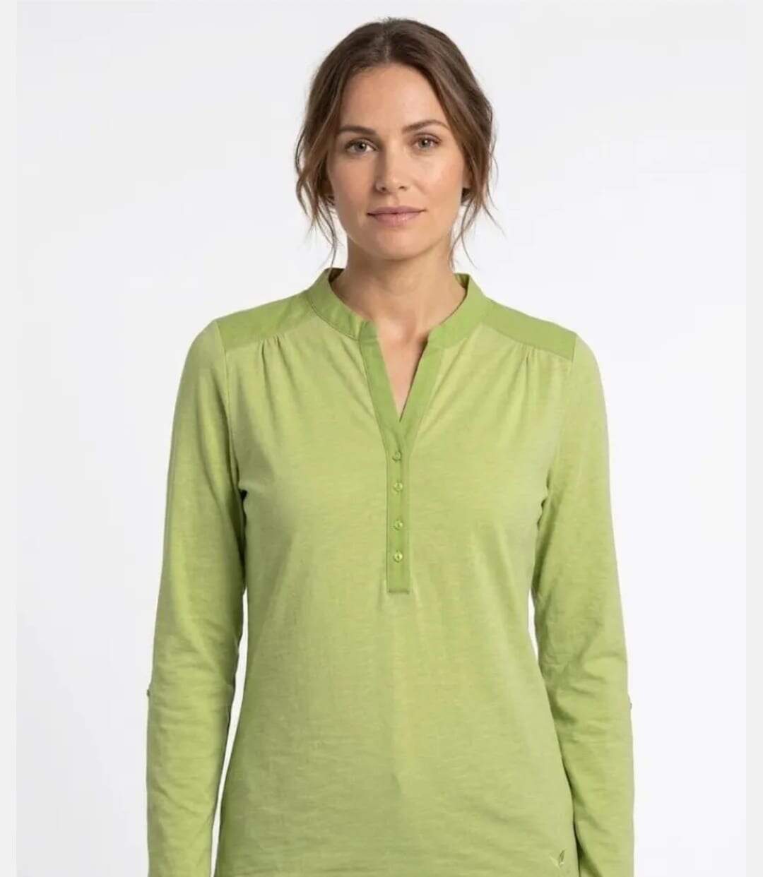 Tee-shirt MAYFLOWER DIMAGO3 manches longues : le style bi-matière vert anis-1