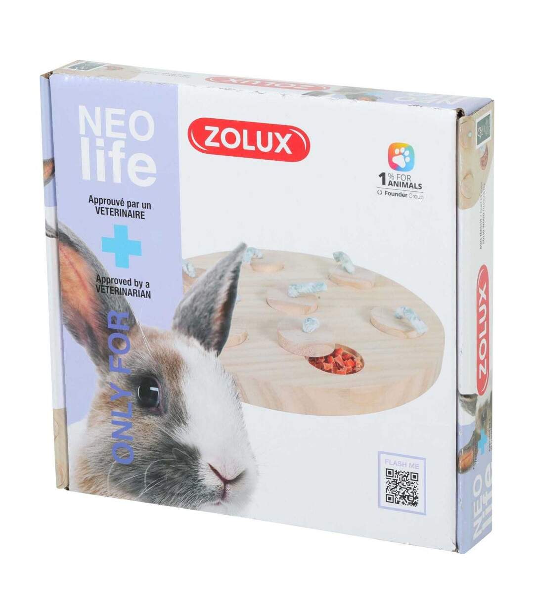 Plateau à friandises en bois pour lapin Neolife-2