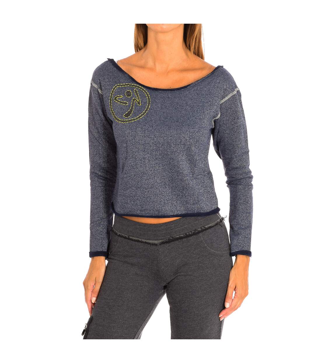 Long sleeve sweatshirt with deep neckline Z1T00347 woman