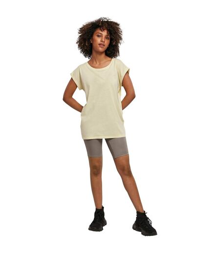 Build Your Brand Womens/Ladies Extended Shoulder T-Shirt (Soft Yellow)