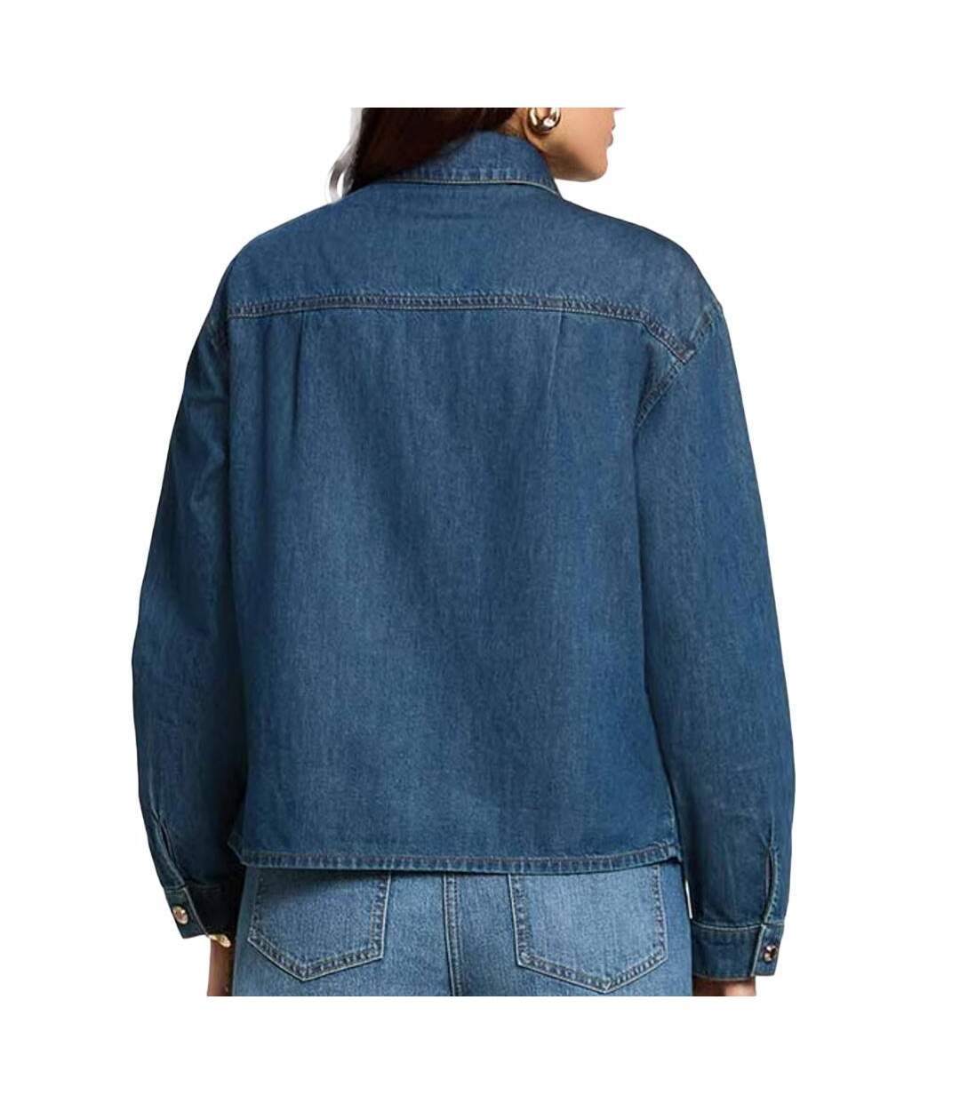 Chemise en jean bleu femme avec nœud morgan lavalliere-2