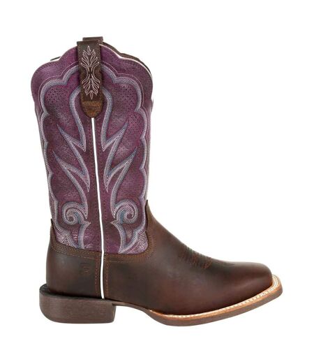 Womens/ladies Lady Rebel Pro Full Grain Leather Cowboy Boots Oilded brown Plum Durango