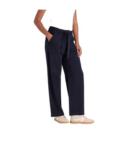 Womens/ladies High Waist Straight Leg Trousers Navy Animal