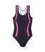 Maillot De Bain 1 Pièce Asma Femme Noir Framboise Vif Aquawave-2