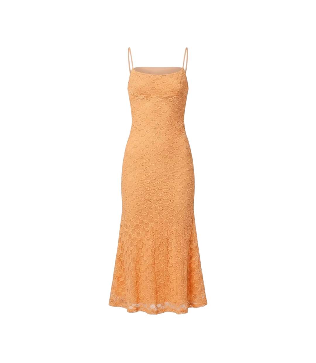 Robe Mi-longue Motif/style Brodé Adoni Femme Orange Bardot-2