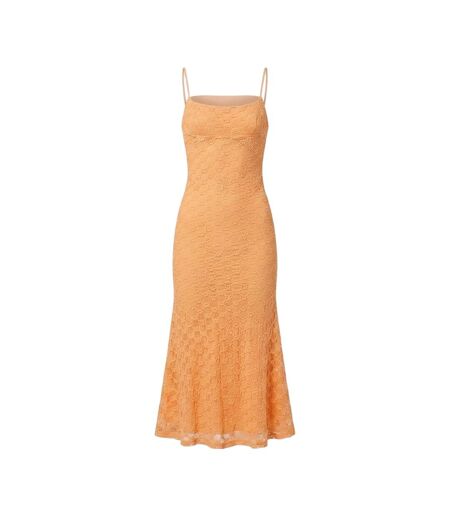 Robe Mi-longue Motif/style Brodé Adoni Femme Orange Bardot